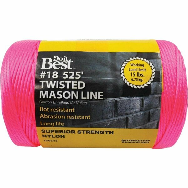 All-Source 525 Ft. Fluorescent Pink Twisted Nylon Mason Line 360643